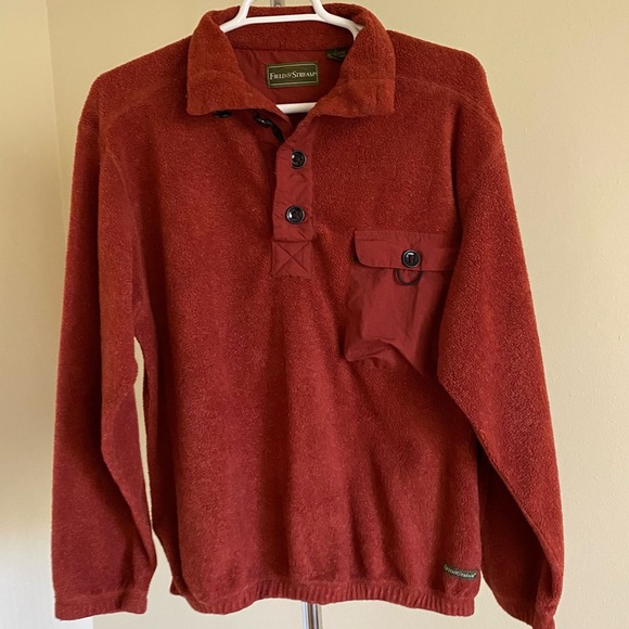 Gorpcore Rust Red 1/3 Button Fishing Utility Sweater Size Large - Picture 15 of 15